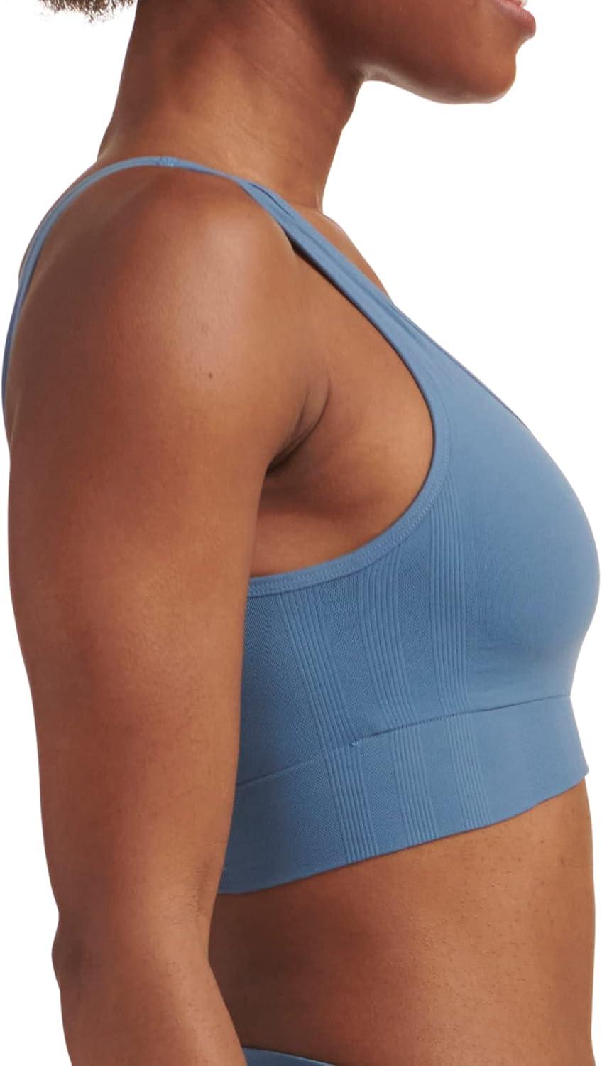 imageAdidas Womens Micro Stretch Seamless Wireless Lounge BraAltered Blue