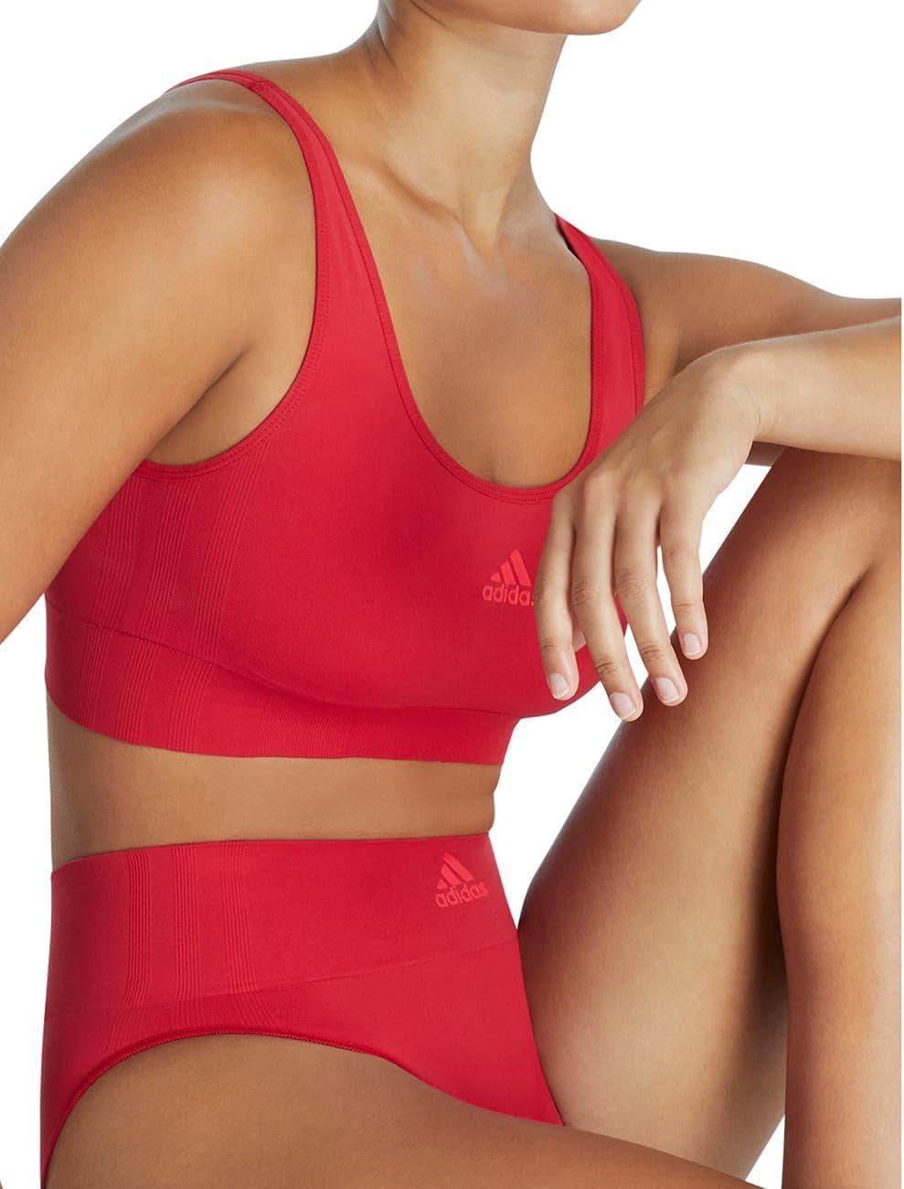 imageAdidas Womens Micro Stretch Seamless Wireless Lounge BraRed