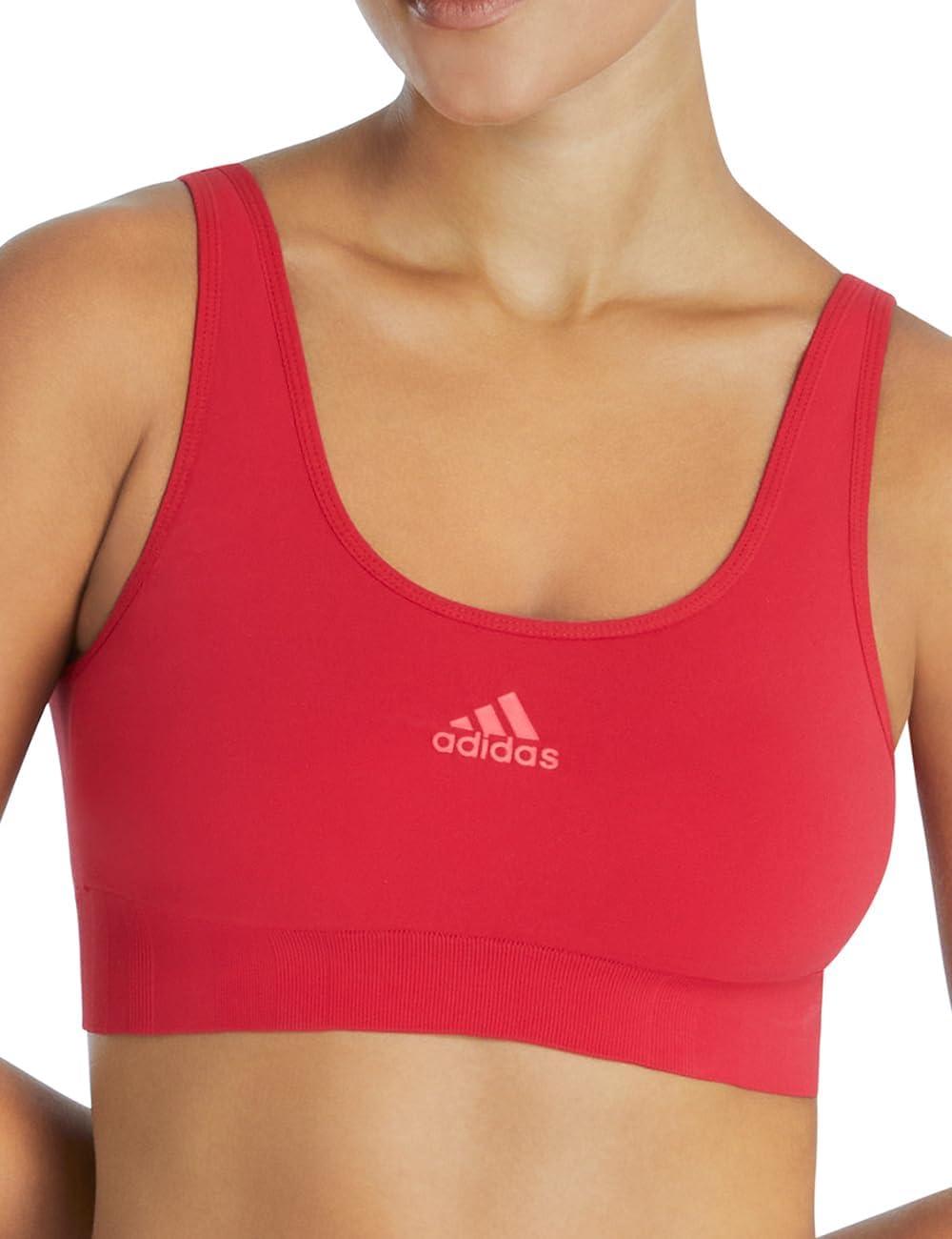 imageAdidas Womens Micro Stretch Seamless Wireless Lounge BraRed
