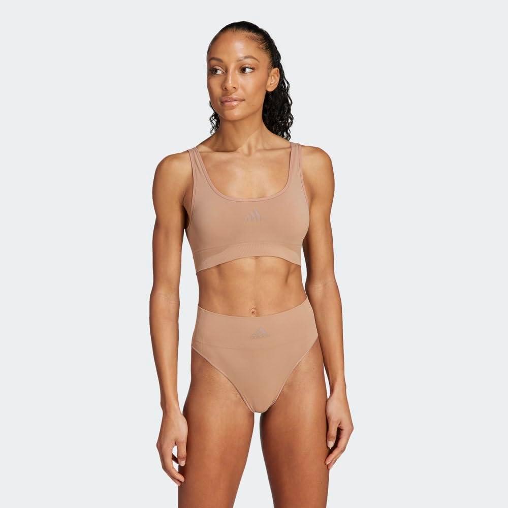 imageAdidas Womens Micro Stretch Seamless Wireless Lounge BraToasted Carmel