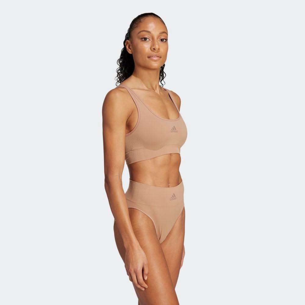 imageAdidas Womens Micro Stretch Seamless Wireless Lounge BraToasted Carmel
