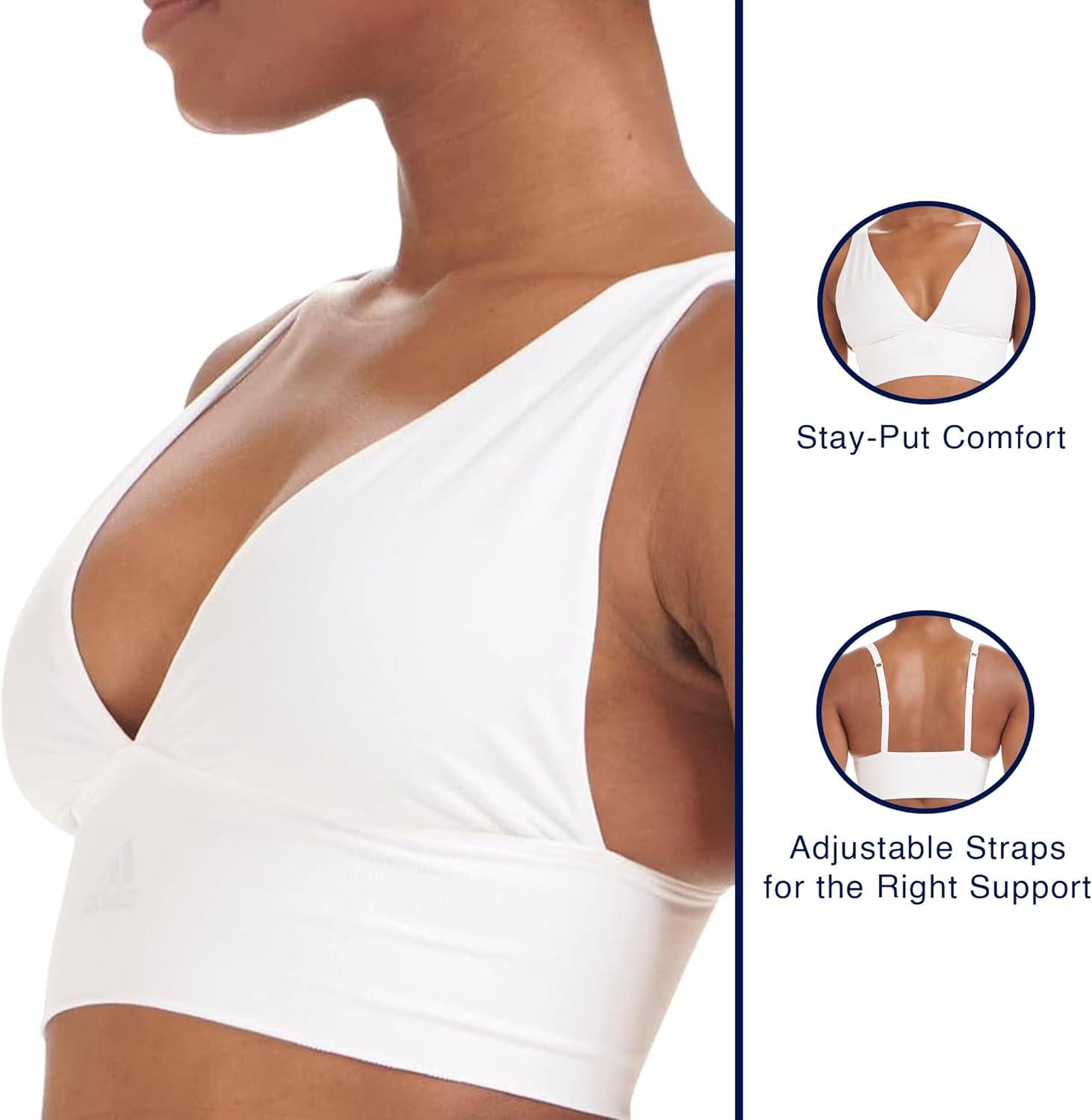 imageAdidas Womens MicroStretch Lounge BraSeamless Comfort ampamp SupportWhite