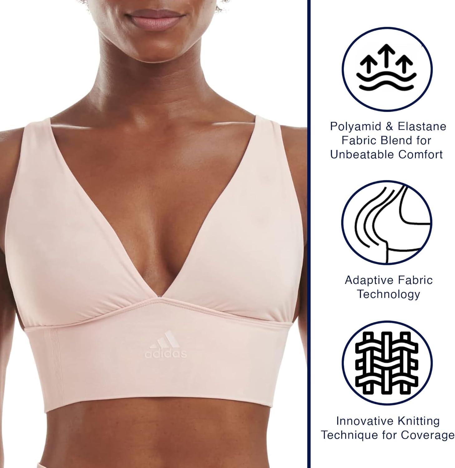 imageAdidas Womens MicroStretch Lounge BraSeamless Comfort ampamp SupportWhite