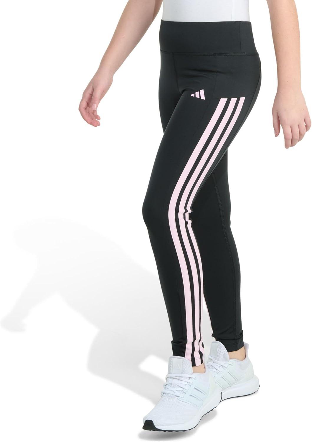 imageadidas Girls 3Stripe LeggingBlack With Pink