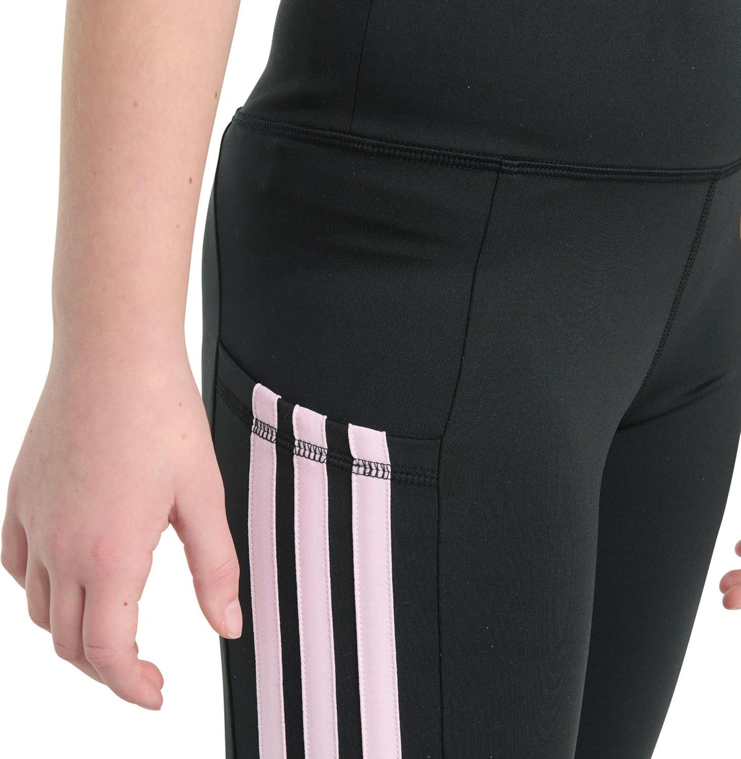 imageadidas Girls 3Stripe LeggingBlack With Pink