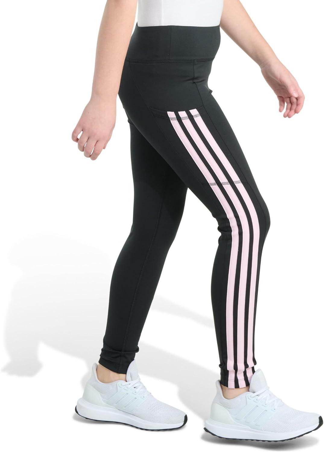 imageadidas Girls 3Stripe LeggingBlack With Pink