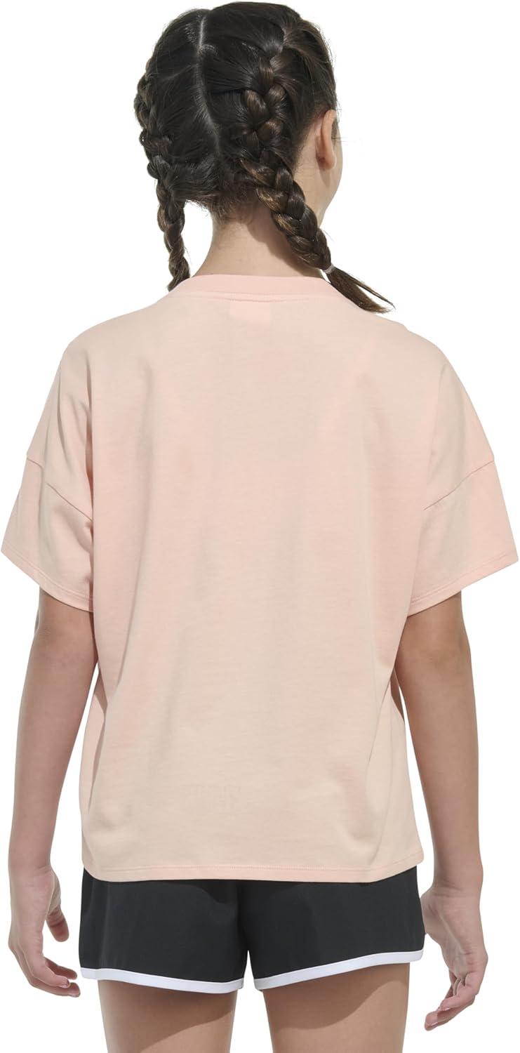 imageadidas Girls Short Sleeve Drop Shoulder Graphic Tee ShirtPowder Coral