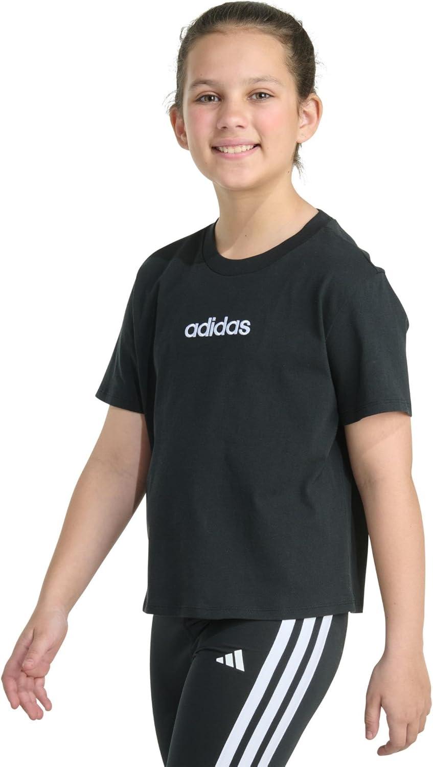 imageadidas Girls Short Sleeve Embroidered TeeBlack