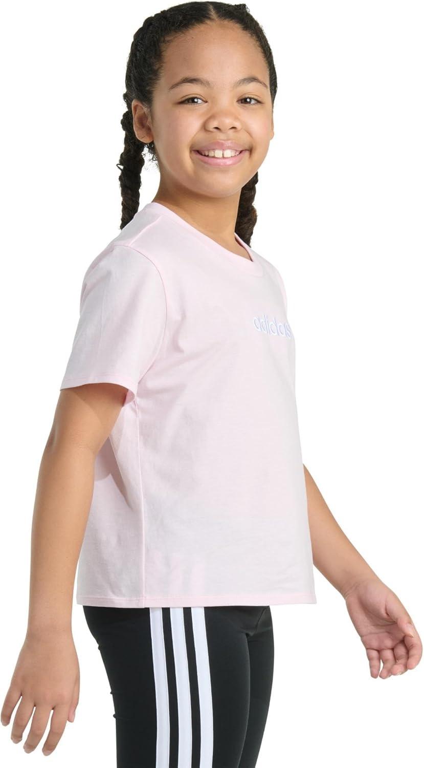 imageadidas Girls Short Sleeve Embroidered TeeClear Pink