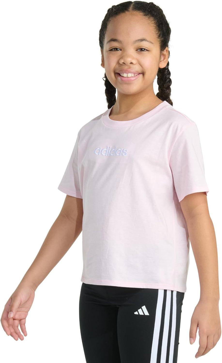 imageadidas Girls Short Sleeve Embroidered TeeClear Pink