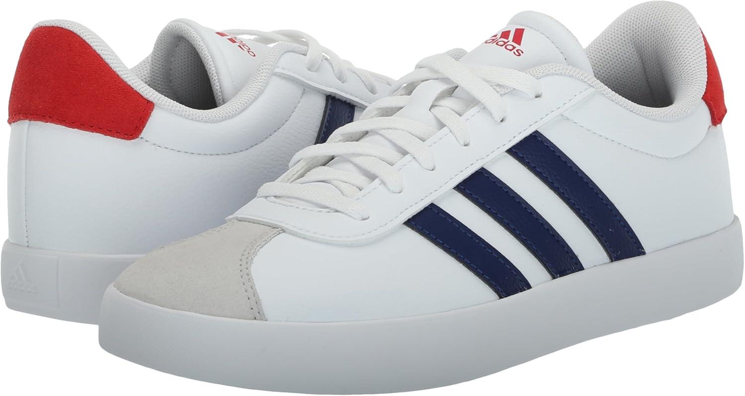imageadidas Kids Vl Court 30 ShoesWhiteDark BlueBetter Scarlet