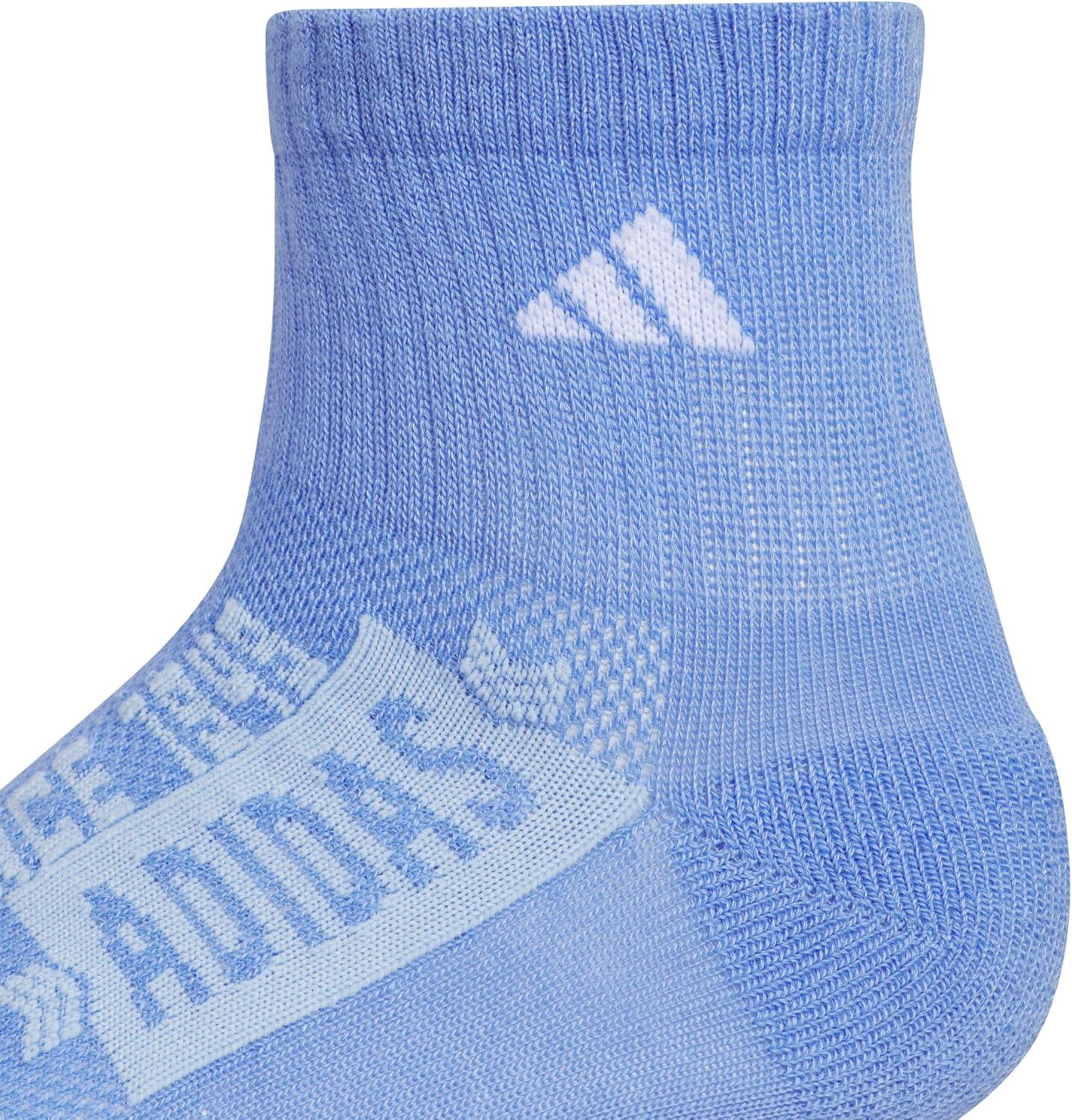 imageadidas Unisex Kids Quarter Ankle Socks for Boys and Girls Youth 6Pack Athletic Cushioned and ComfortableBlue FusionWhiteGlow BlueGraphic