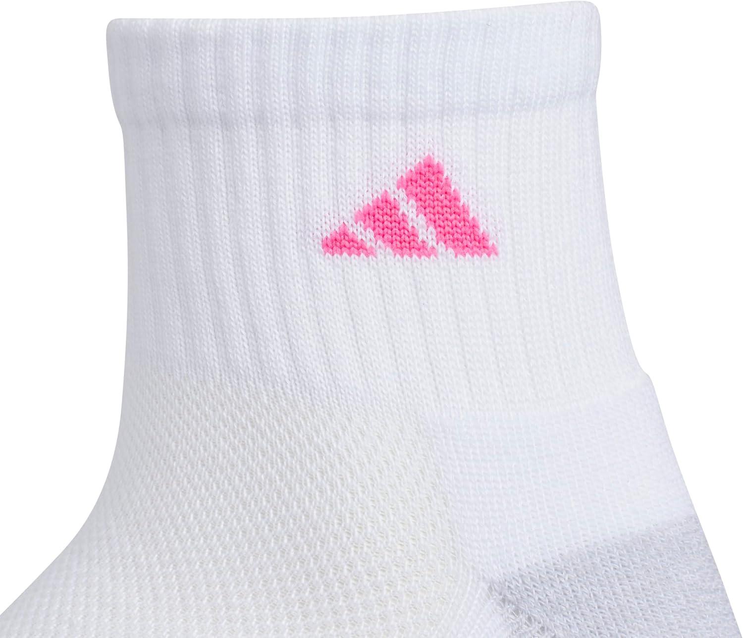 imageadidas Unisex Kids Quarter Ankle Socks for Boys and Girls Youth 6Pack Athletic Cushioned and ComfortableWhiteClear Onix GreyPulse Magenta PinkGirls