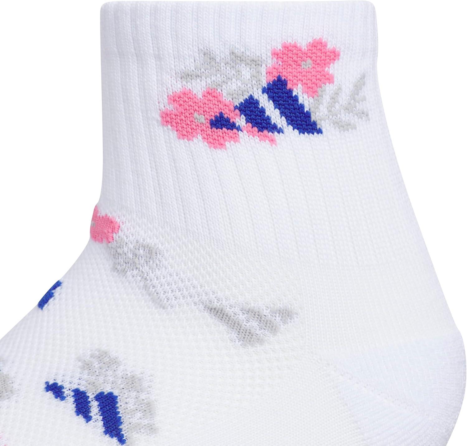 imageadidas Unisex Kids Quarter Ankle Socks for Boys and Girls Youth 6Pack Athletic Cushioned and ComfortableWhiteTeam Royal BluePink FusionGirls