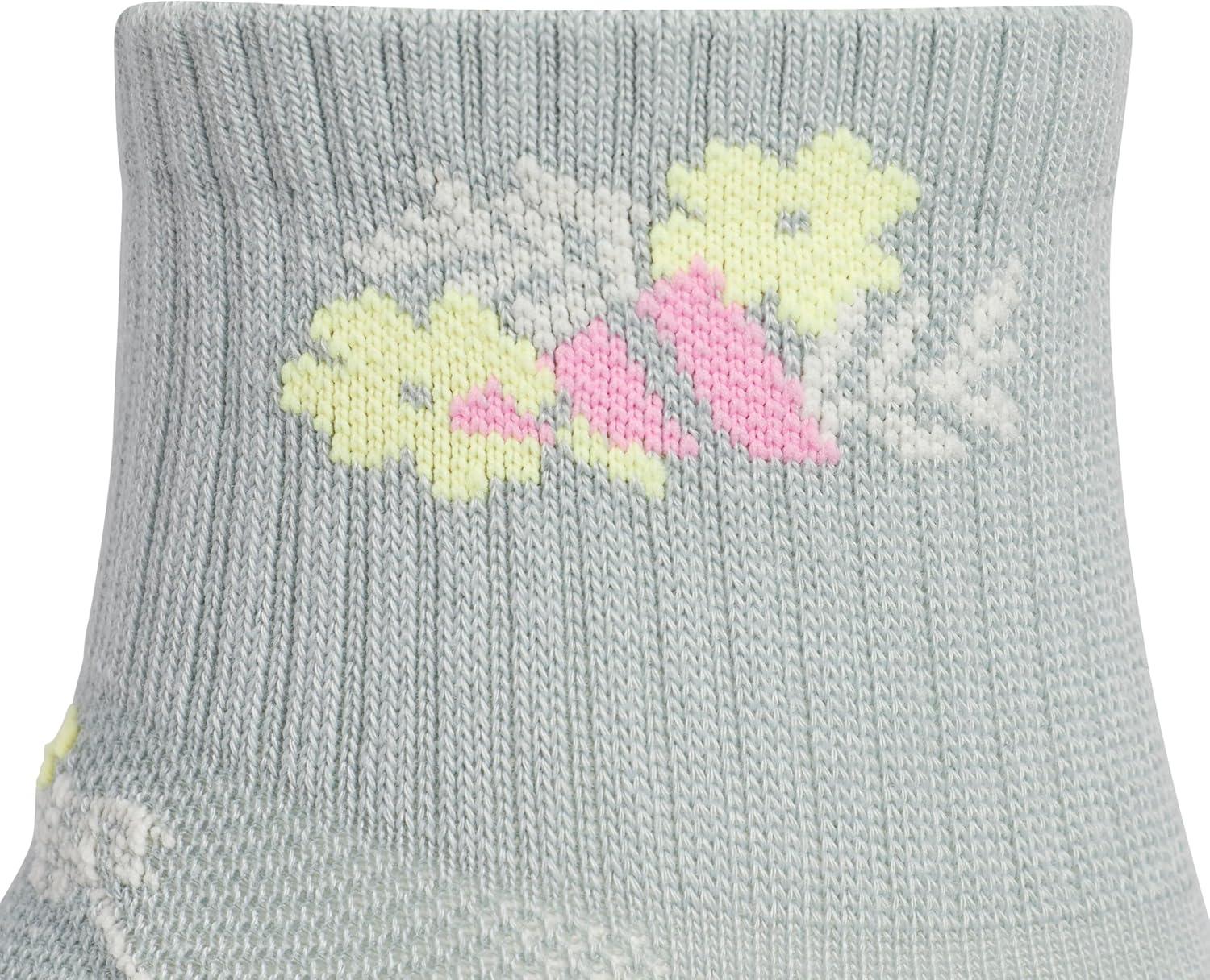 imageadidas Unisex Kids Quarter Ankle Socks for Boys and Girls Youth 6Pack Athletic Cushioned and ComfortableWonder Sage GreenAlumina HeatherWonder WhiteGirls