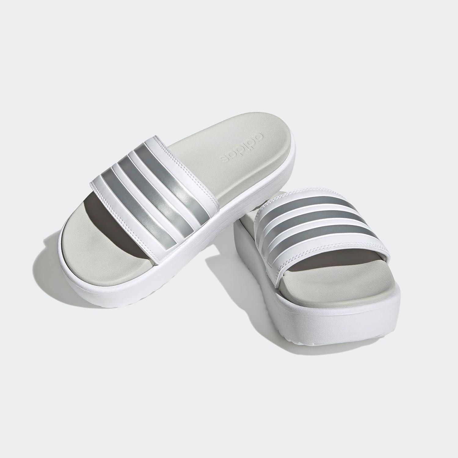 imageadidas Womens Adilette Platform SandalWhiteZero MetallicGrey