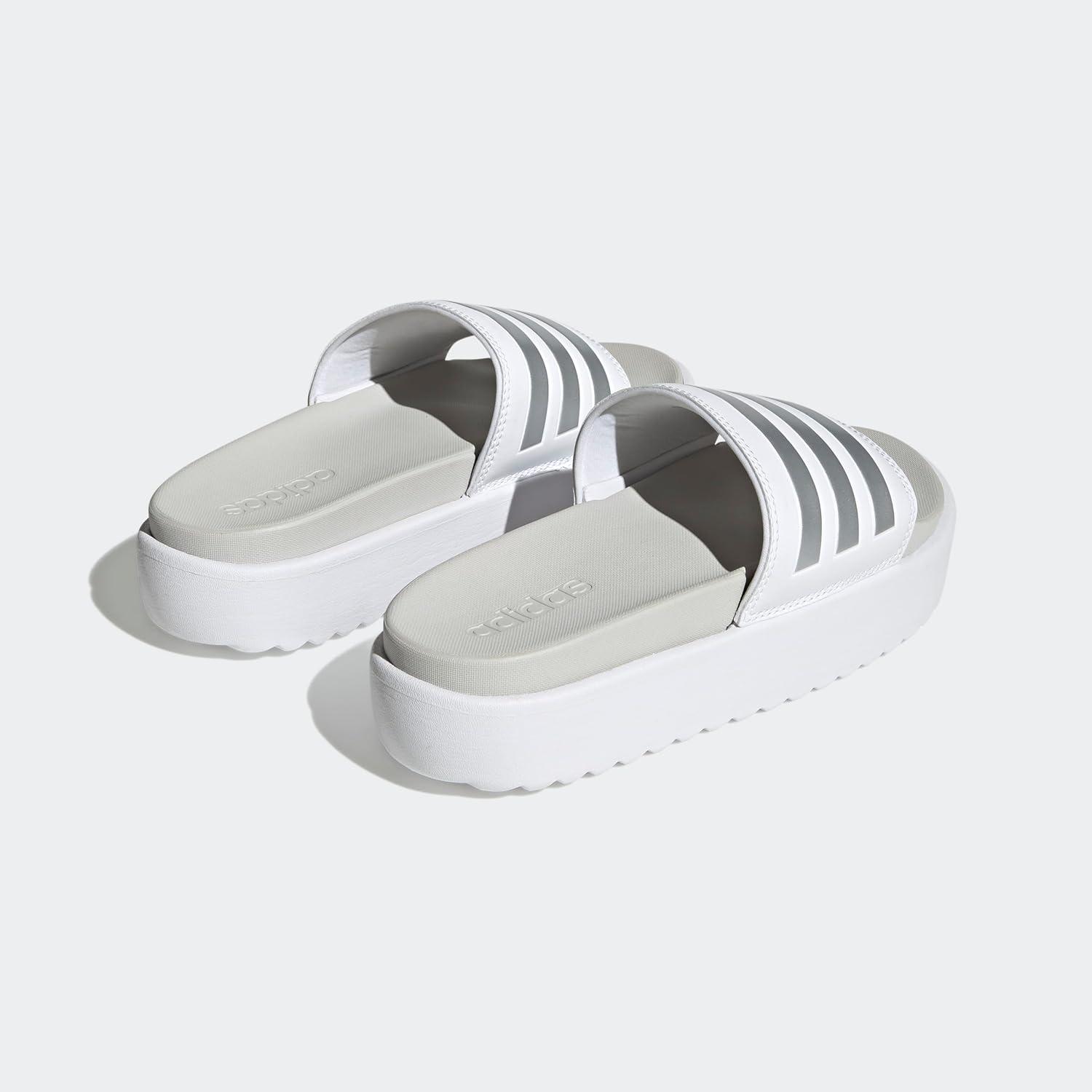 imageadidas Womens Adilette Platform SandalWhiteZero MetallicGrey