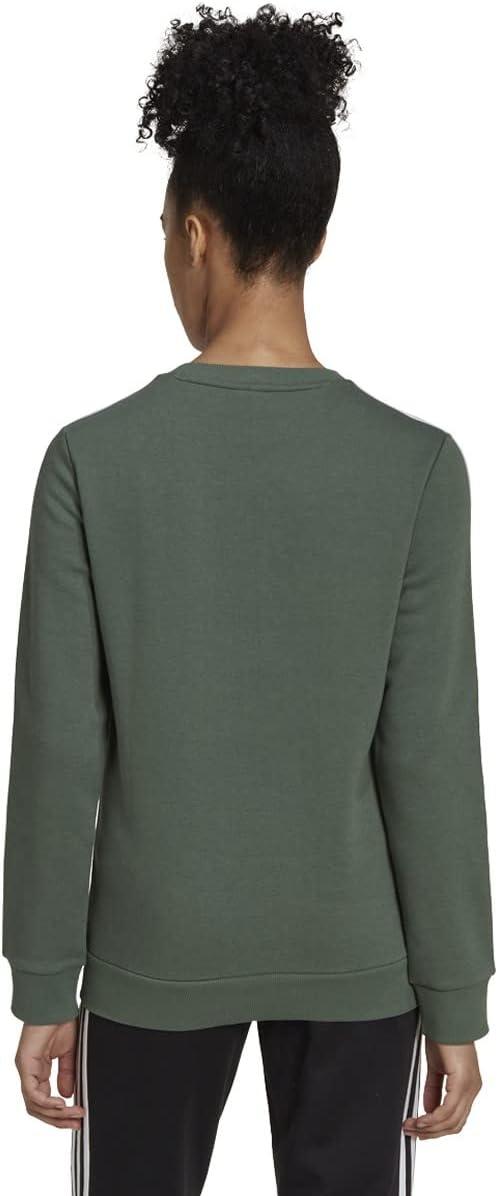 imageadidas Womens Essentials 3Stripes Fleece SweatshirtGreen Oxidewhite