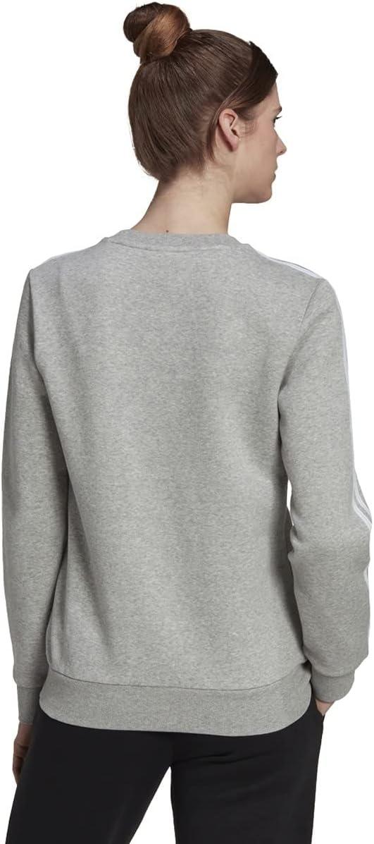 imageadidas Womens Essentials 3Stripes Fleece SweatshirtMedium Grey Heatherwhite