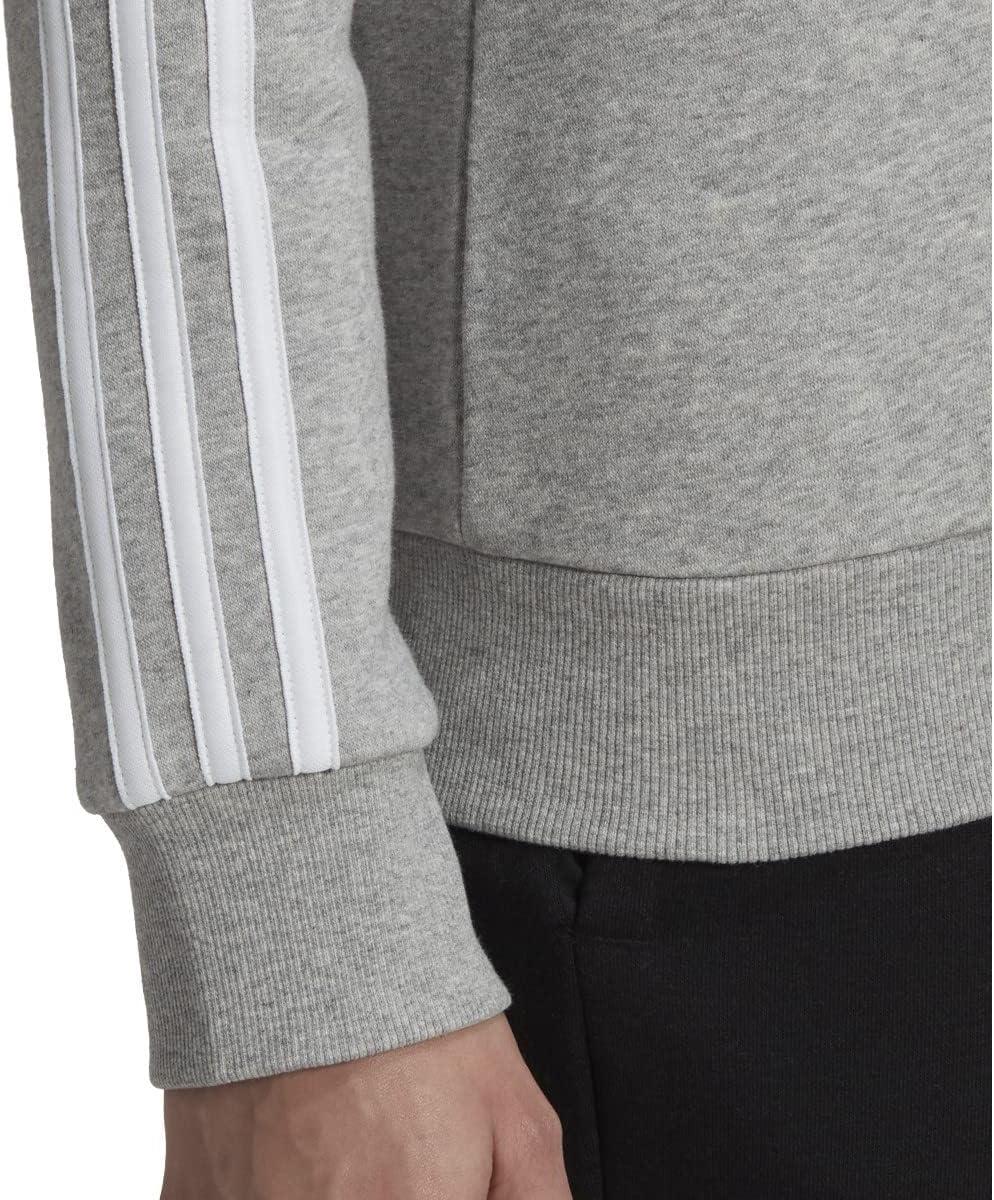 imageadidas Womens Essentials 3Stripes Fleece SweatshirtMedium Grey Heatherwhite