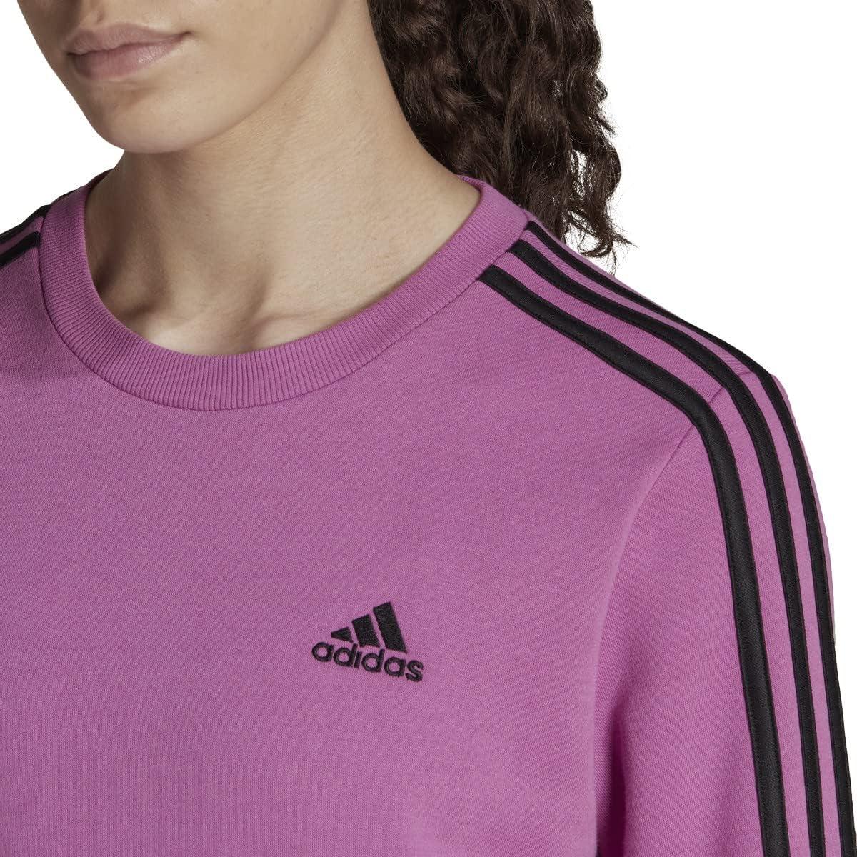 imageadidas Womens Essentials 3Stripes Fleece SweatshirtSemi Pulse Lilacblack