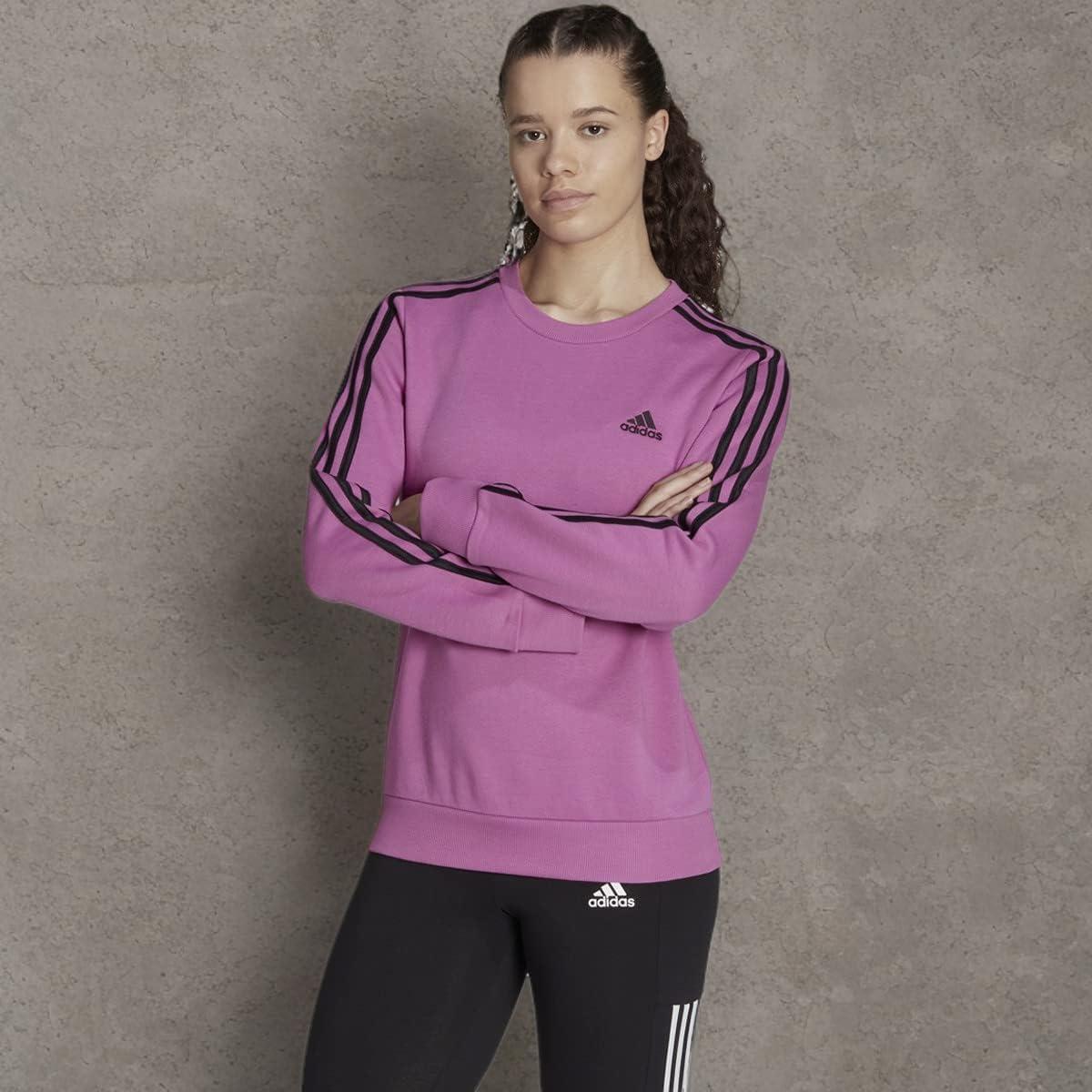 imageadidas Womens Essentials 3Stripes Fleece SweatshirtSemi Pulse Lilacblack