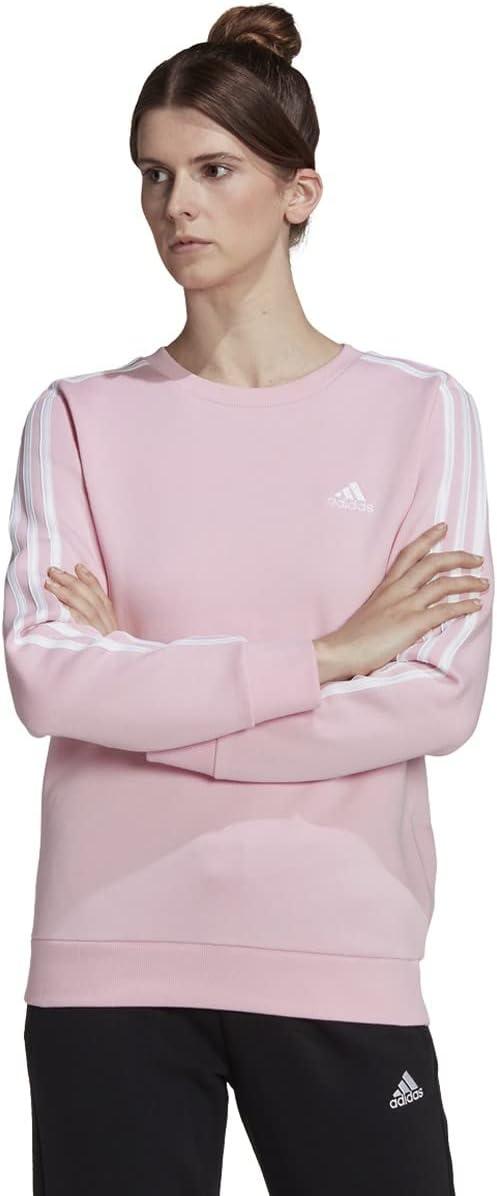 imageadidas Womens Essentials 3Stripes Fleece SweatshirtTrue Pinkwhite