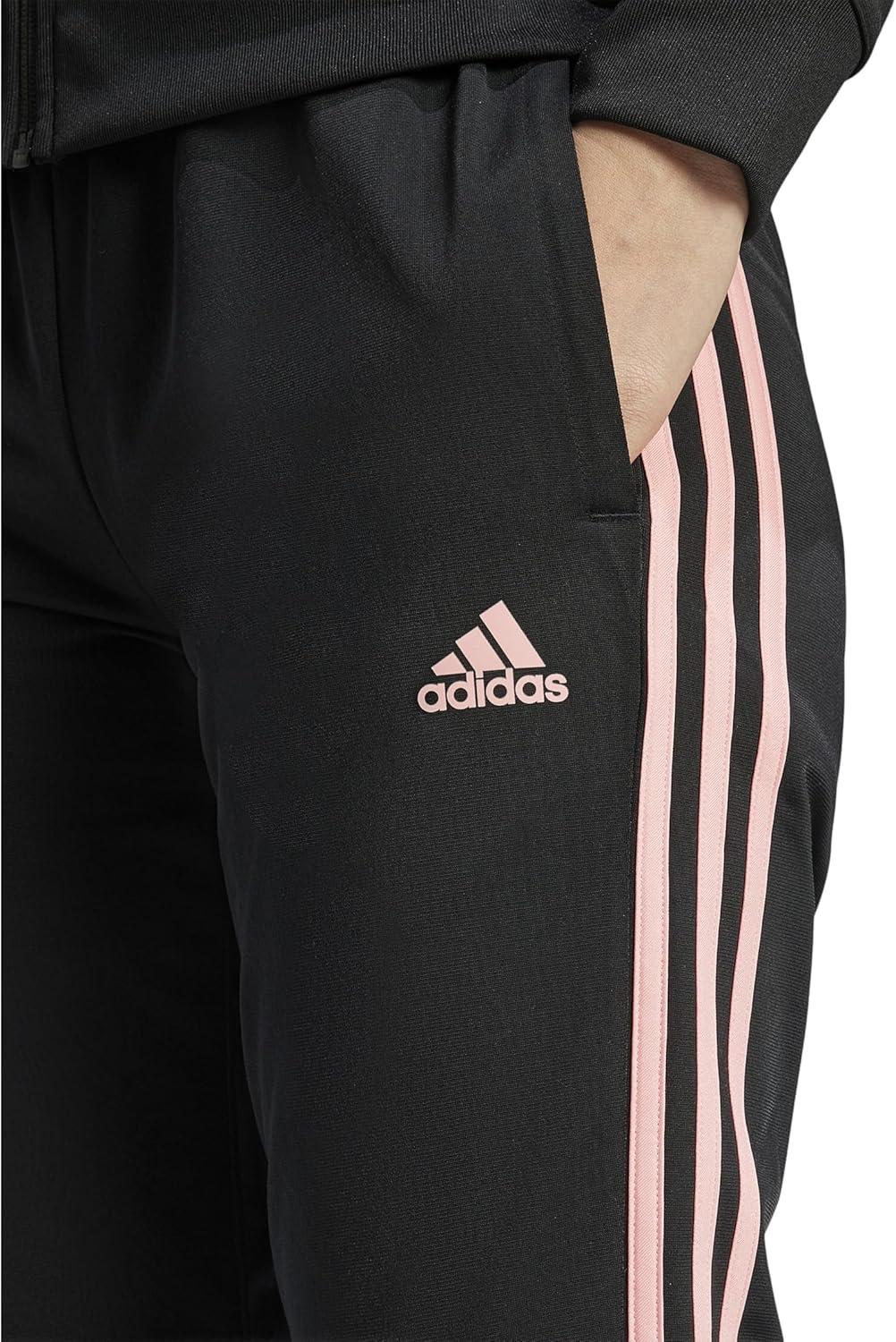 imageadidas Womens Essentials Fleece Tapered Cuff PantsBlackSemi Pink Spark