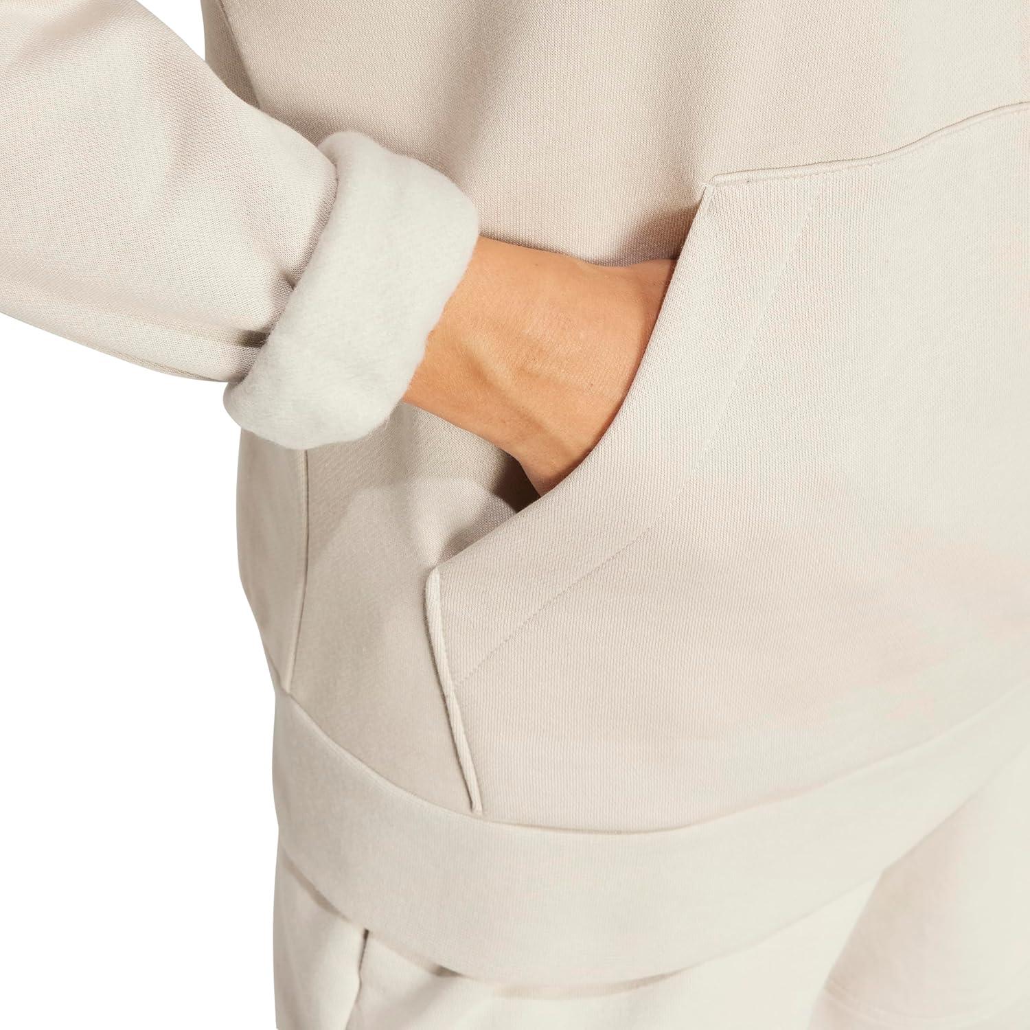 imageadidas Womens Essentials Linear Fleece HoodieWonder AluminaWhite