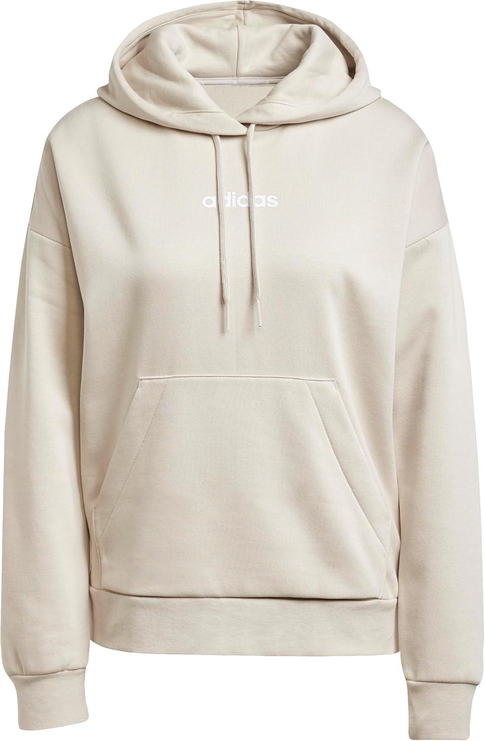 imageadidas Womens Essentials Linear Fleece HoodieWonder AluminaWhite