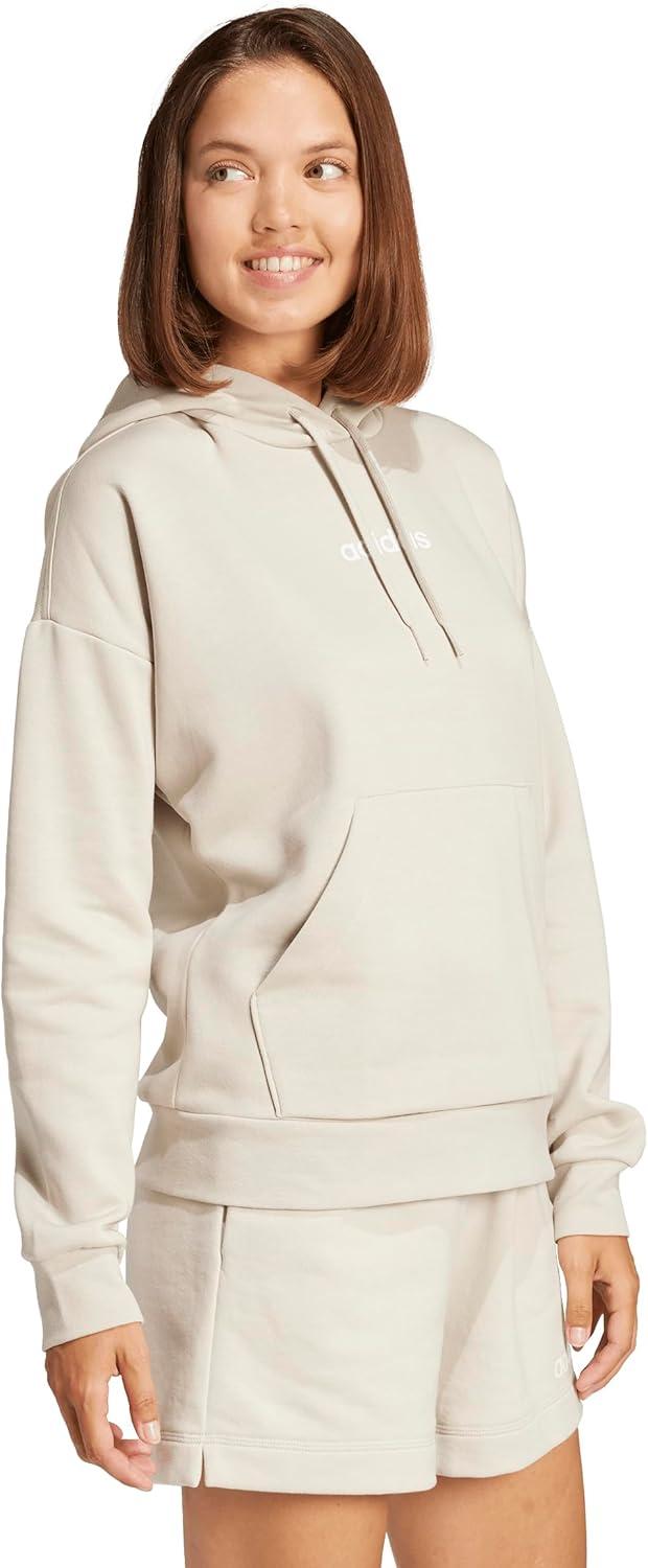 imageadidas Womens Essentials Linear Fleece HoodieWonder AluminaWhite