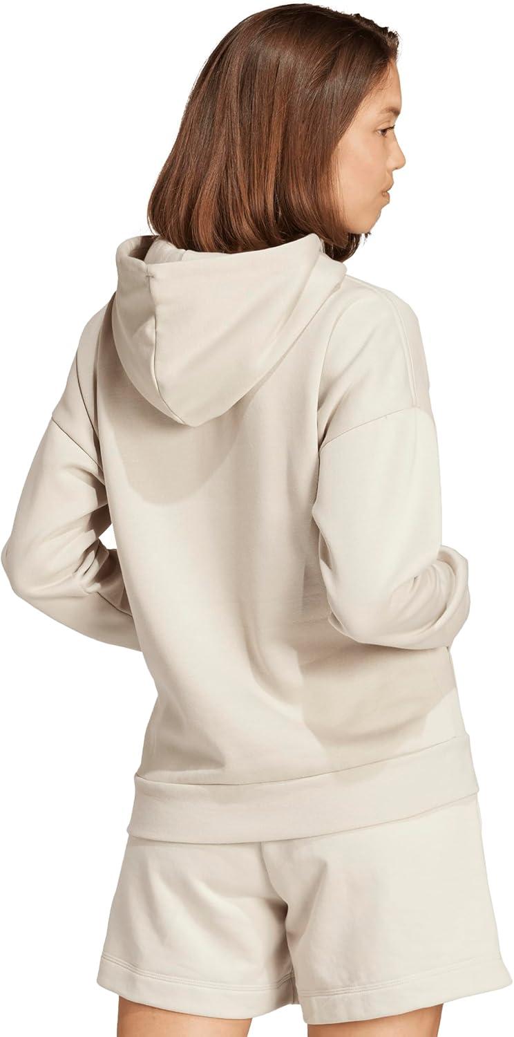 imageadidas Womens Essentials Linear Fleece HoodieWonder AluminaWhite
