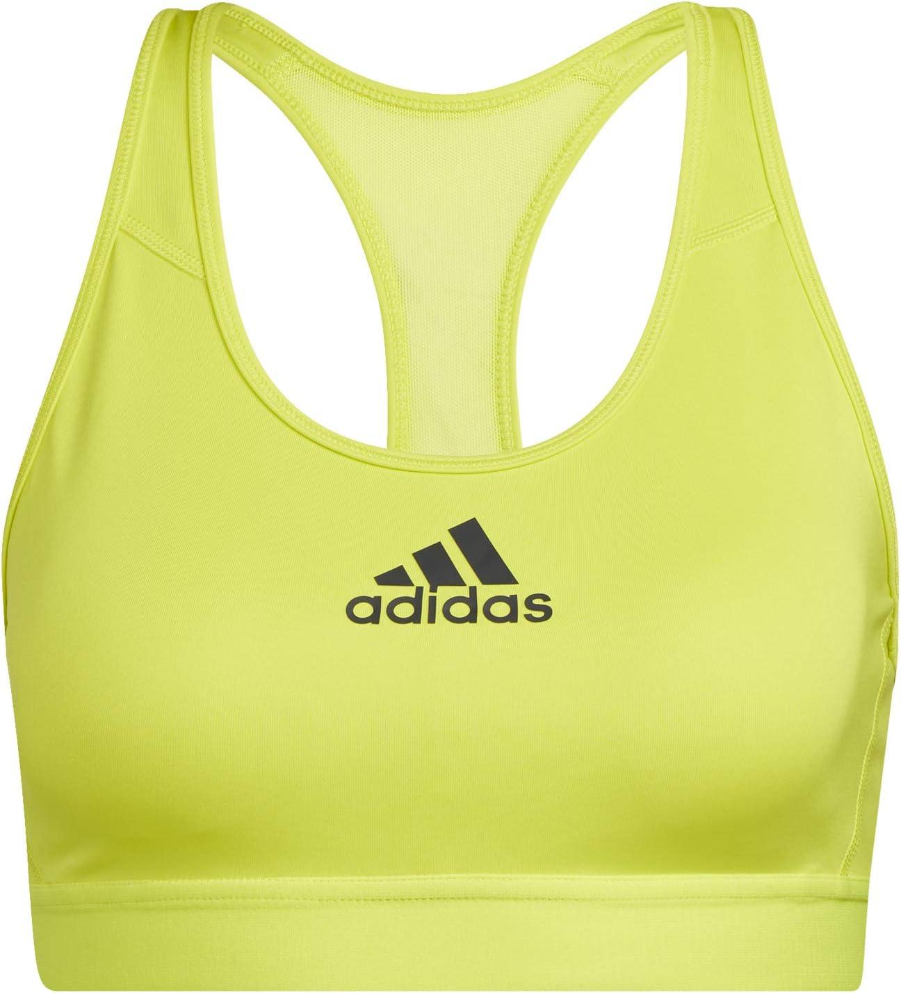 imageadidas Womens Medium Suppor Racer Back Dont Rest Alphaskin Padded Bra W Removable PadsAcid YellowBlack