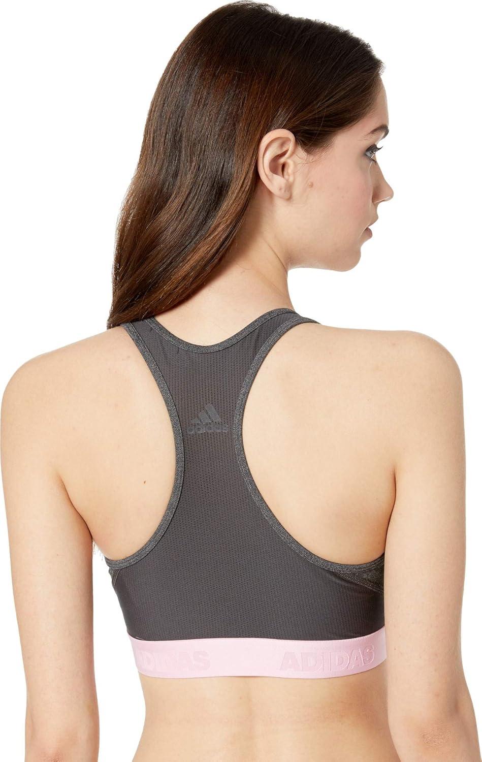 imageadidas Womens Medium Suppor Racer Back Dont Rest Alphaskin Padded Bra W Removable PadsDark Grey HeatherBlack