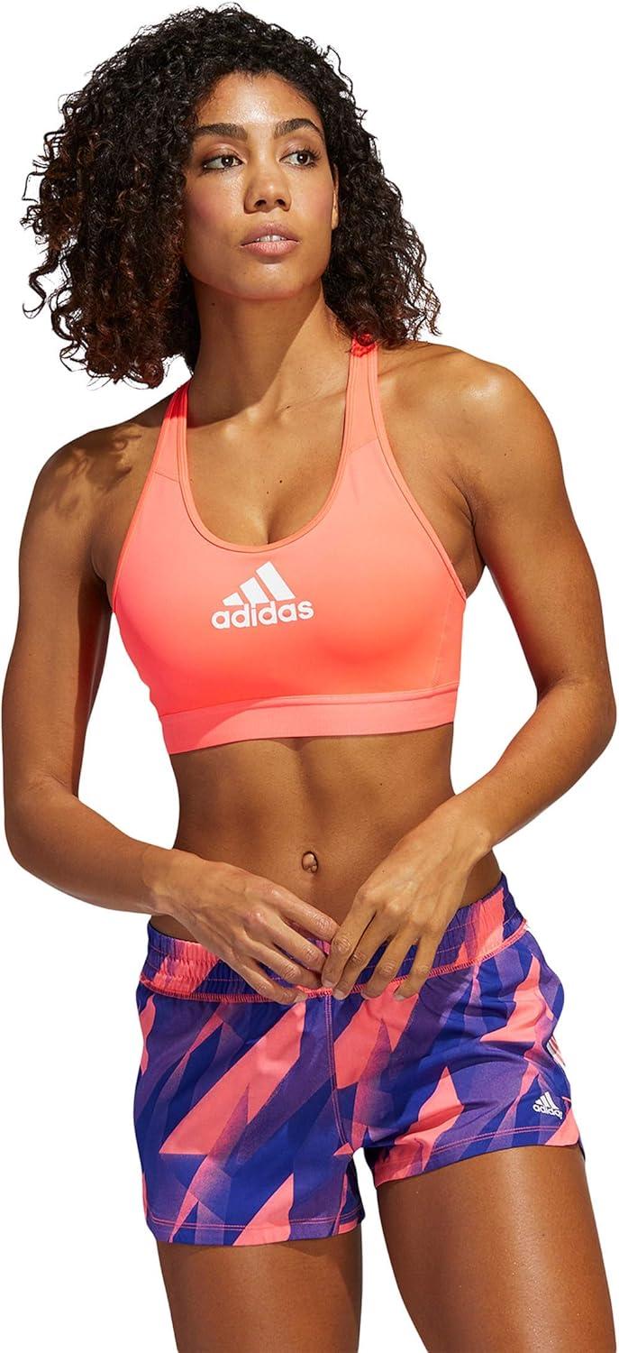 imageadidas Womens Medium Suppor Racer Back Dont Rest Alphaskin Padded Bra W Removable PadsSignal PinkWhite