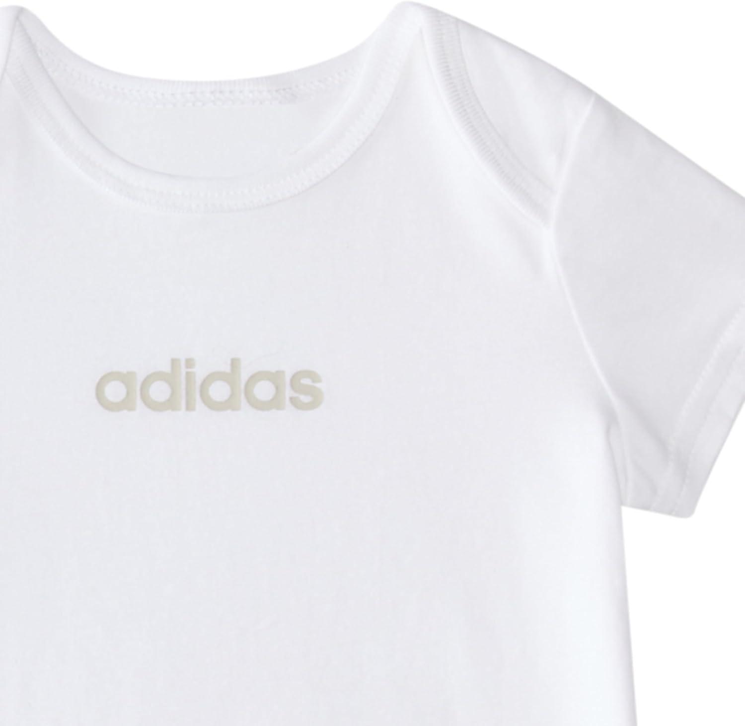 imageadidas babyboys 3piece Linear Logo Bodyshirt ampamp Pant SetTan With White