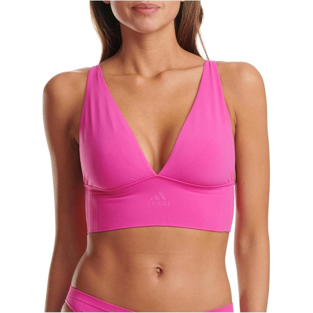 imageAdidas Womens MicroStretch Lounge BraSeamless Comfort ampamp SupportSemi Lucid Fuchsia