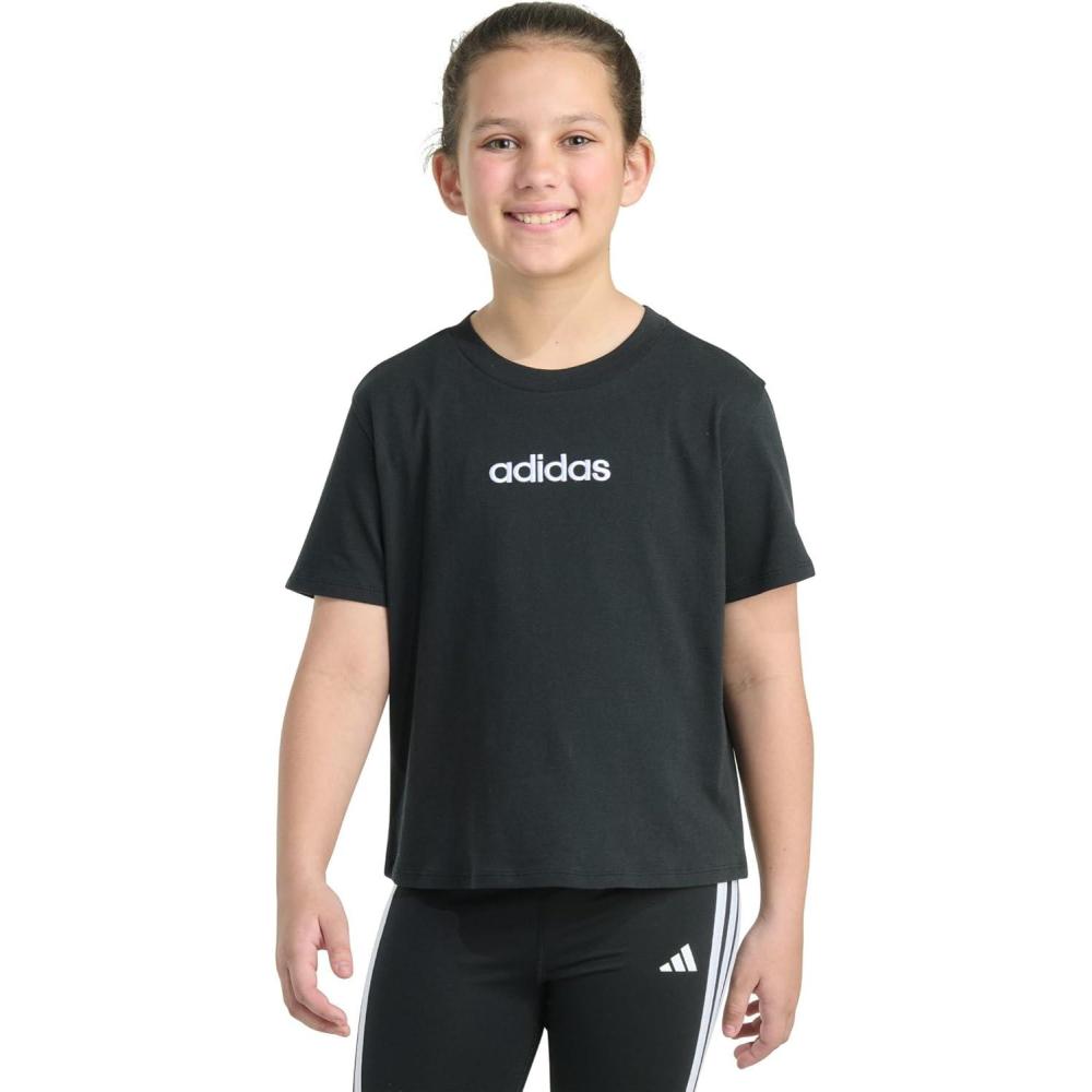imageadidas Girls Short Sleeve Embroidered TeeBlack