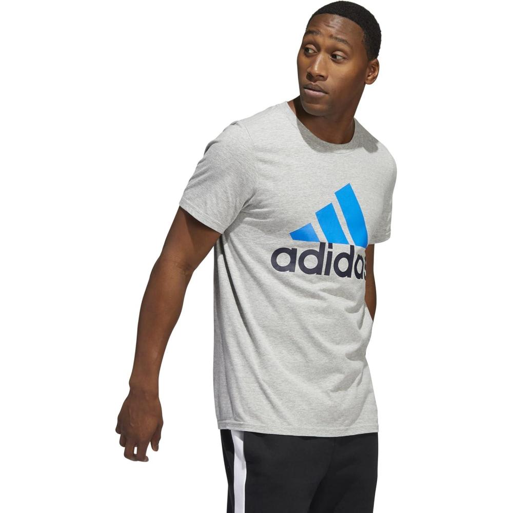 imageadidas Mens Basic Badge Of Sport TeeMedium Grey HeatherBlue RushInk