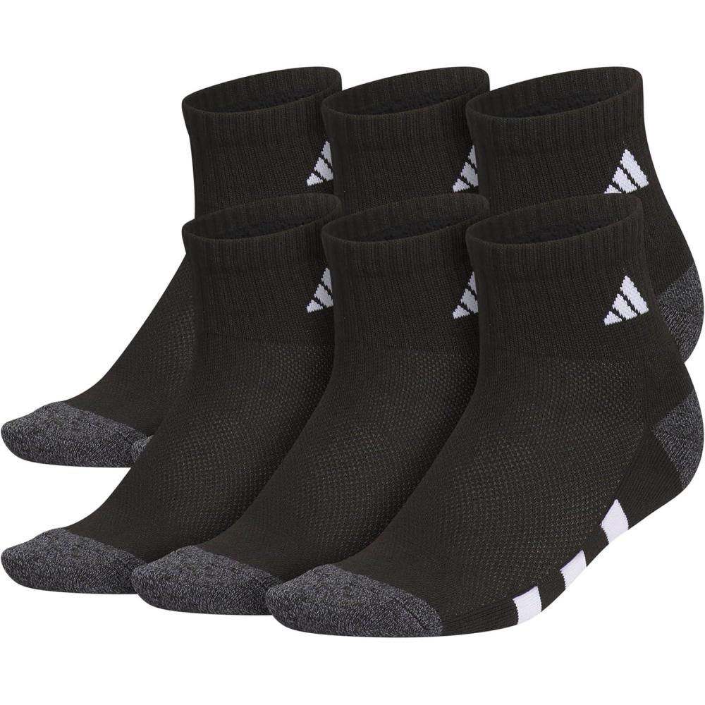 imageadidas Unisex Kids Quarter Ankle Socks for Boys and Girls Youth 6Pack Athletic Cushioned and ComfortableBlackOnix GreyWhite