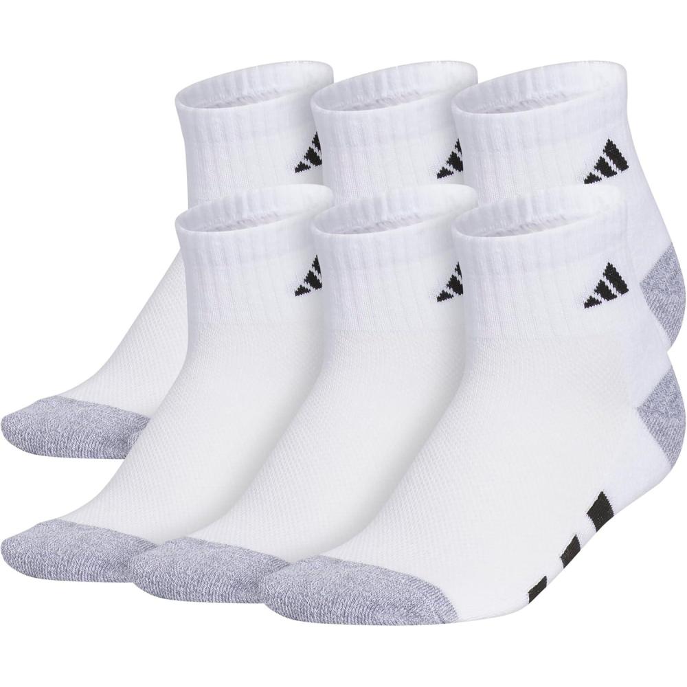 imageadidas Unisex Kids Quarter Ankle Socks for Boys and Girls Youth 6Pack Athletic Cushioned and ComfortableWhiteGreyBlack