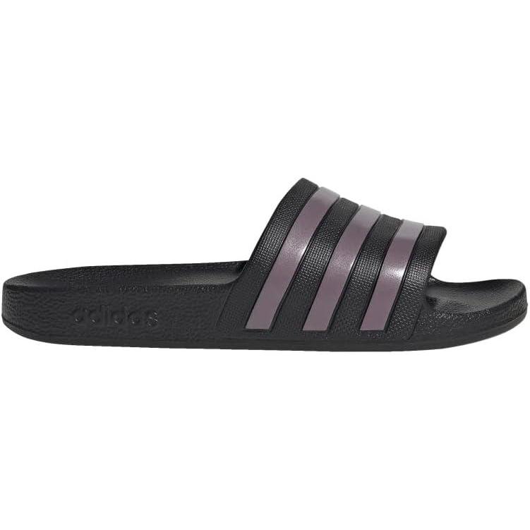 imageadidas Womens Adilette Aqua Slide SandalBlackMatte Purple MetallicBlack
