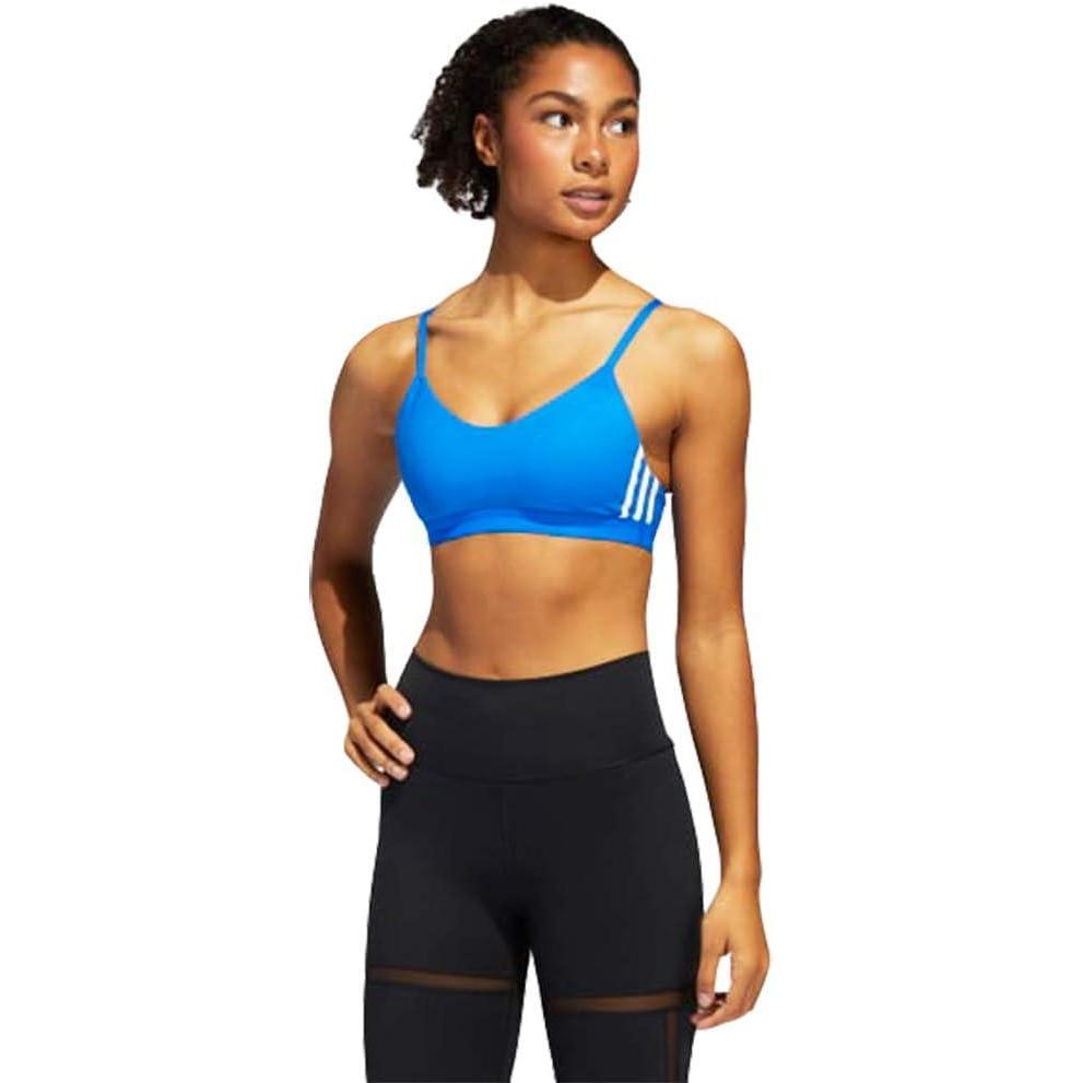 imageadidas Womens All Me 3Stripes Mesh BraGlory BlueWhite