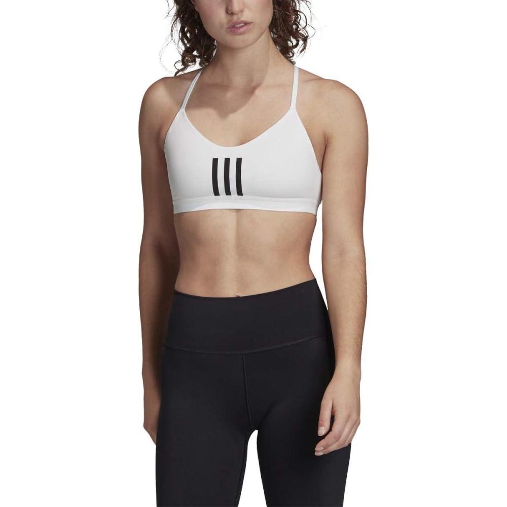 imageadidas Womens All Me 3Stripes Mesh BraWhiteBlack