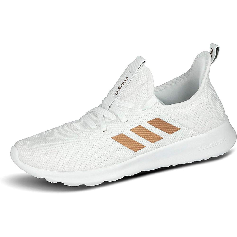 imageadidas Womens Cloudfoam Pure Sportswear SneakersFtwr WhiteTactile Gold Met F17Metal Grey