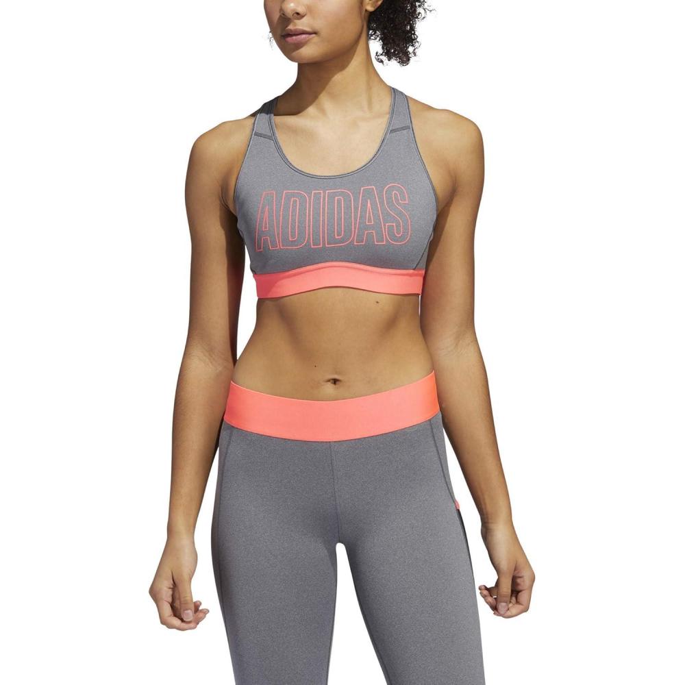 imageadidas Womens Dont Rest Alphaskin Sports BraDark Grey HeatherSignal Pink