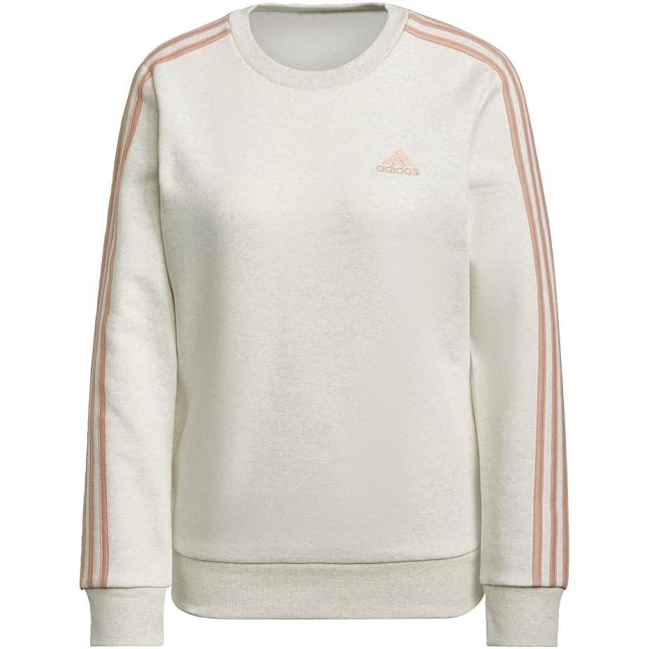 imageadidas Womens Essentials 3Stripes Fleece SweatshirtOff WhiteAmbient Blush