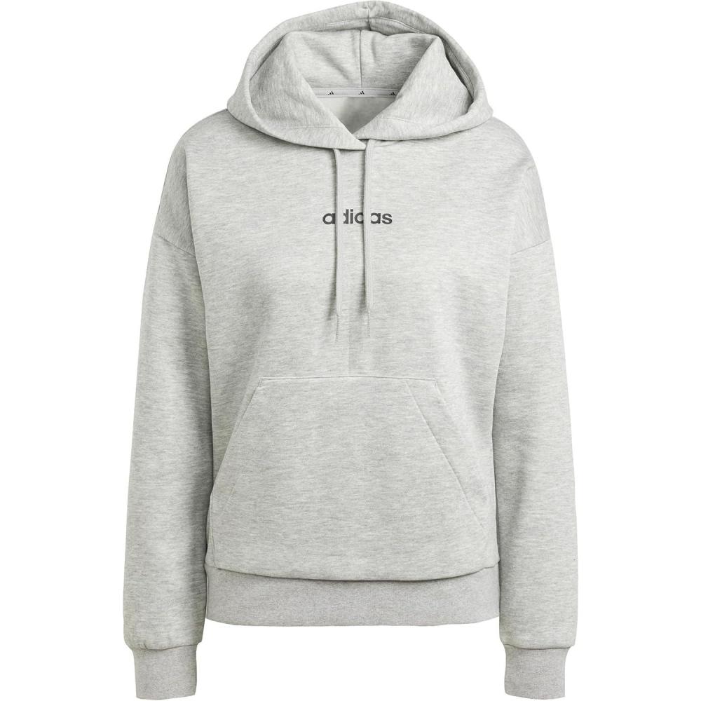 imageadidas Womens Essentials Linear Fleece HoodieMedium Grey HeatherBlack