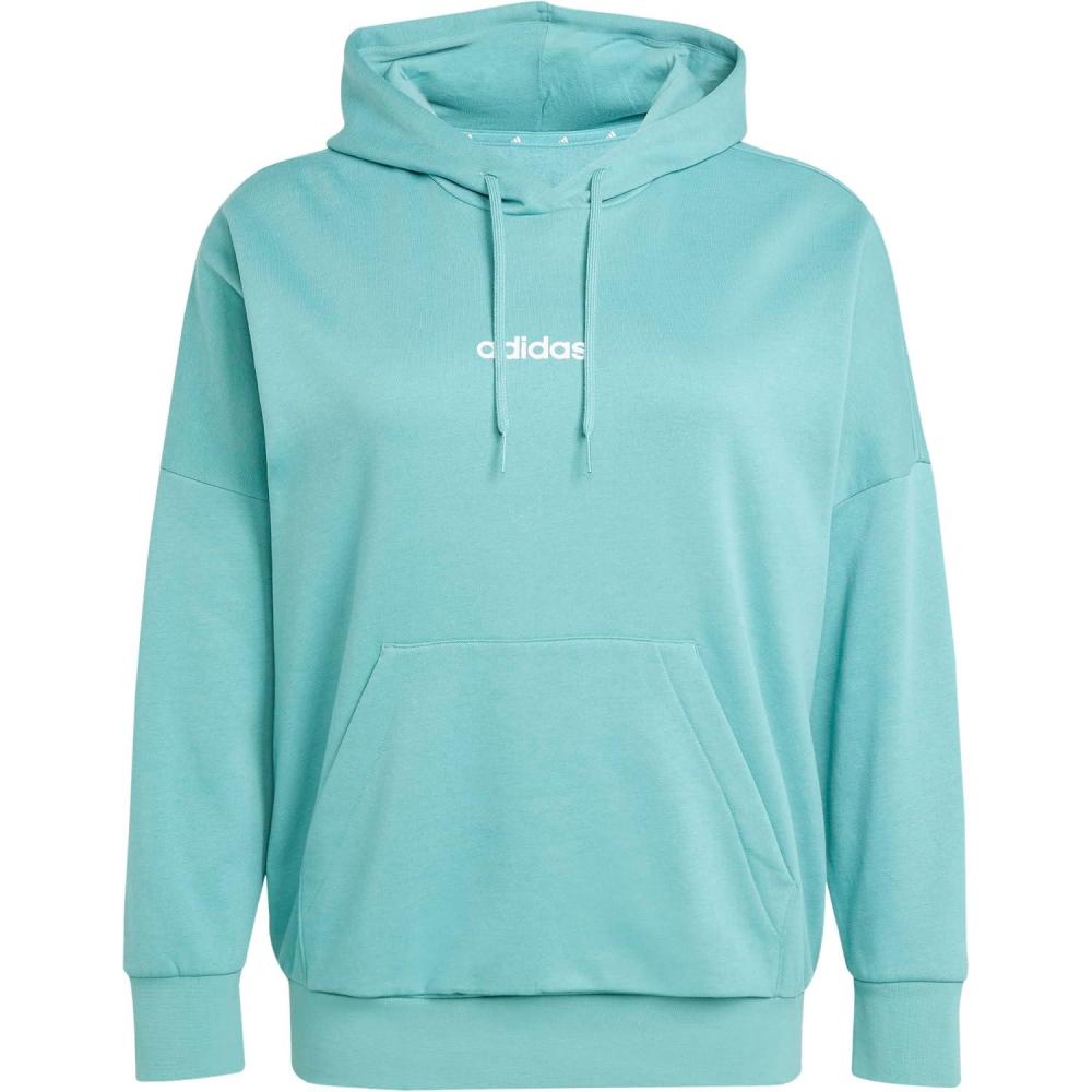 imageadidas Womens Essentials Linear Fleece HoodiePowder TealWhite
