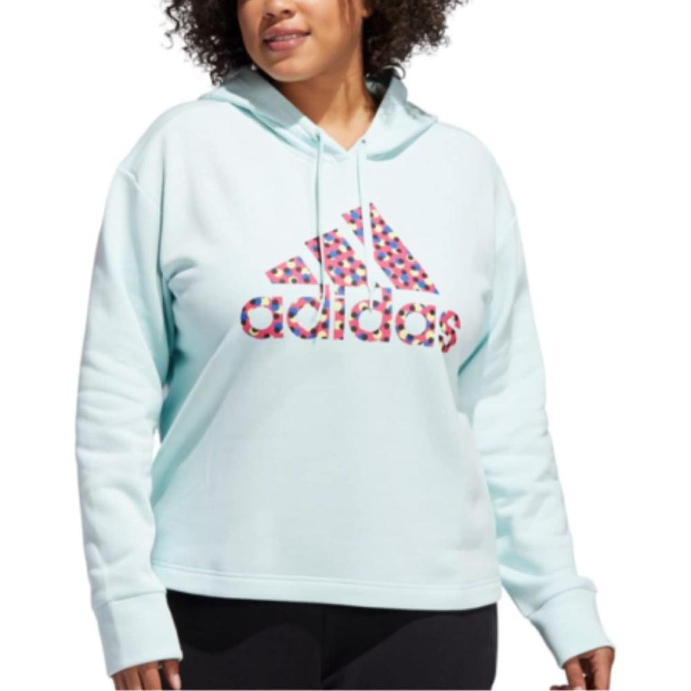 imageadidas Womens Essentials Logo Fleece HoodieTeal Polka